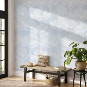 Fan Palm In Light Blue Wallpaper by oliveetoriel.com, a Wallpaper for sale on Style Sourcebook