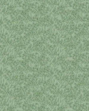 Prairie Floral Dark Green Wallpaper by oliveetoriel.com, a Wallpaper for sale on Style Sourcebook
