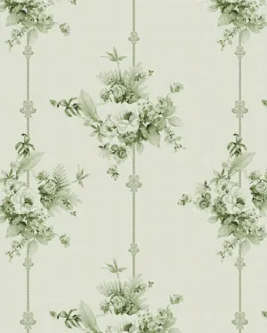 Country Floral Stripes Dark Green Wallpaper by oliveetoriel.com, a Wallpaper for sale on Style Sourcebook