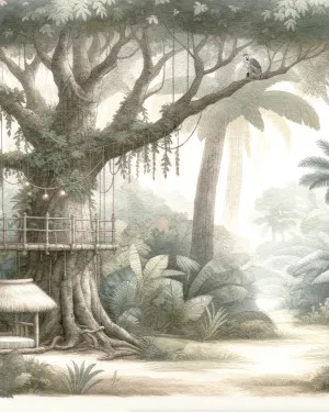 Tropical Animal Oasis Wallpaper Mural by oliveetoriel.com, a Wallpaper for sale on Style Sourcebook