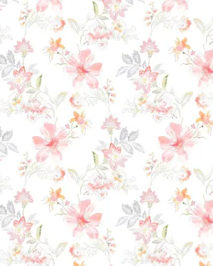 Little Boho Flowers in Soft Orange & Pink Wallpaper by oliveetoriel.com, a Wallpaper for sale on Style Sourcebook