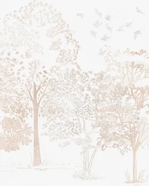 Watercolour Trees in Soft Beige Wallpaper Mural by oliveetoriel.com, a Wallpaper for sale on Style Sourcebook