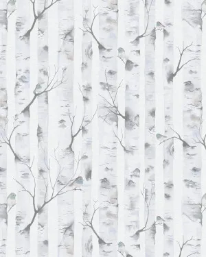 Woodland Birds in Blue Grey Wallpaper by oliveetoriel.com, a Wallpaper for sale on Style Sourcebook