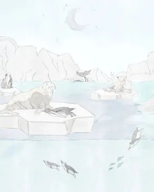 Antarctic Ocean Animals Wallpaper Mural by oliveetoriel.com, a Wallpaper for sale on Style Sourcebook