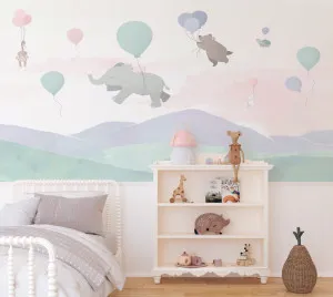 Animal Balloon Parade Wallpaper Mural by oliveetoriel.com, a Wallpaper for sale on Style Sourcebook
