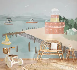 At the Boardwalk Wallpaper Mural by oliveetoriel.com, a Wallpaper for sale on Style Sourcebook