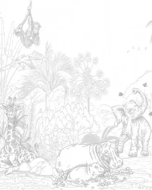 Jungle Babies in Grey Wallpaper Mural by oliveetoriel.com, a Wallpaper for sale on Style Sourcebook