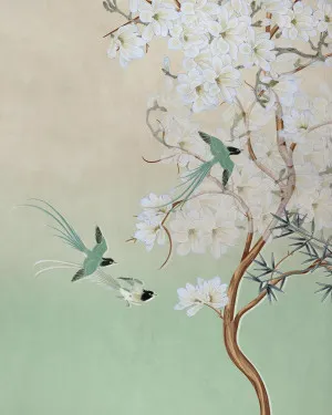 Chinoiserie in Spring in Sage Green Wallpaper by oliveetoriel.com, a Wallpaper for sale on Style Sourcebook