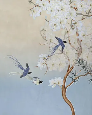 Chinoiserie in Spring in Blue Bird Wallpaper by oliveetoriel.com, a Wallpaper for sale on Style Sourcebook