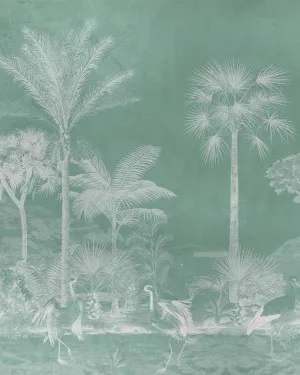 Vintage Chinoiserie Luxe in Tropical Green Wallpaper by oliveetoriel.com, a Wallpaper for sale on Style Sourcebook