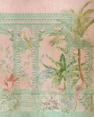 Chinoiserie Lattice in Pink Wallpaper by oliveetoriel.com, a Wallpaper for sale on Style Sourcebook