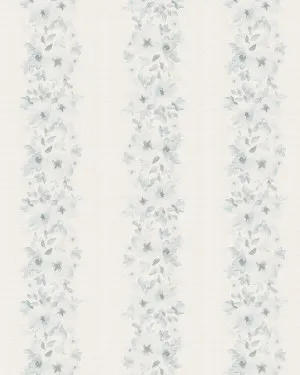 Flower Stripes in Blue & White Wallpaper by oliveetoriel.com, a Wallpaper for sale on Style Sourcebook