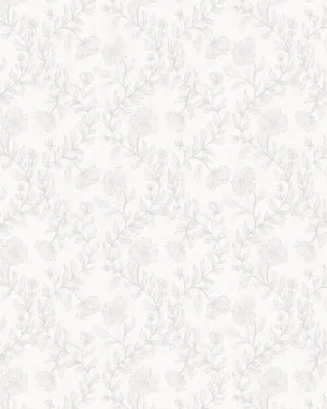 Country Floral Climber in Soft Grey Wallpaper by oliveetoriel.com, a Wallpaper for sale on Style Sourcebook