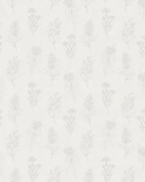 Native Wildflowers in Soft Grey Wallpaper by oliveetoriel.com, a Wallpaper for sale on Style Sourcebook