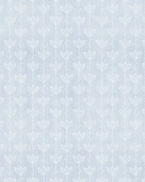 Farm House Flower Stem in Light Blue Wallpaper by oliveetoriel.com, a Wallpaper for sale on Style Sourcebook