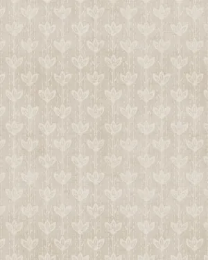 Farm House Flower Stem in Soft Beige Wallpaper by oliveetoriel.com, a Wallpaper for sale on Style Sourcebook