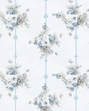 Country Floral Stripes in Blue Wallpaper by oliveetoriel.com, a Wallpaper for sale on Style Sourcebook