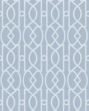 Trellis Luxe in White On Blue Wallpaper by oliveetoriel.com, a Wallpaper for sale on Style Sourcebook