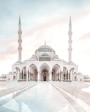 Reflections, Sharjah Mosque by oliveetoriel.com, a Wallpaper for sale on Style Sourcebook