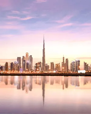 Dubai City Skyline Photo Mural Wallpaper by oliveetoriel.com, a Wallpaper for sale on Style Sourcebook