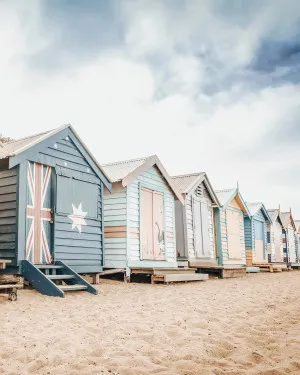 Brighton Beach Boxes by oliveetoriel.com, a Wallpaper for sale on Style Sourcebook