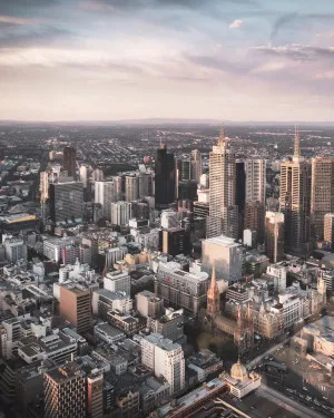 Above Melbourne City by oliveetoriel.com, a Wallpaper for sale on Style Sourcebook
