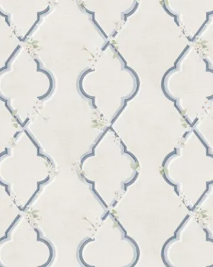 Country Garden Lattice in Blue Wallpaper by oliveetoriel.com, a Wallpaper for sale on Style Sourcebook