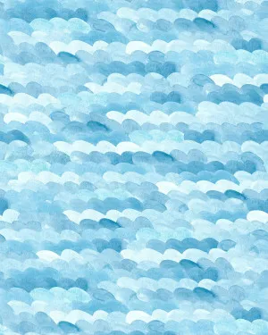 Watercolour Waves in Bright Blue Wallpaper by oliveetoriel.com, a Wallpaper for sale on Style Sourcebook