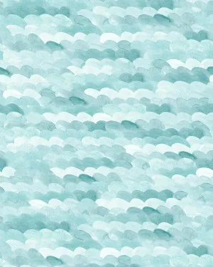 Watercolour Waves in Teal Wallpaper by oliveetoriel.com, a Wallpaper for sale on Style Sourcebook