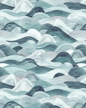 The Rolling Sea in Teal Wallpaper by oliveetoriel.com, a Wallpaper for sale on Style Sourcebook