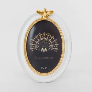 Vera Bee Oval Photo Frame 4 x 6 White & Gold by Florabelle Living, a Picture Frames for sale on Style Sourcebook