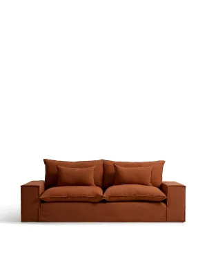 Anarela 100% terracotta linen 3-seater sofa with removable cover 280 cm FSC Mix Credit by Kave Home, a Sofas for sale on Style Sourcebook