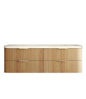 Havana Fluted 1800mm Woodland Oak Wall Hung Curve Vanity HAW1800LST-SD by Otti Australia, a Vanities for sale on Style Sourcebook