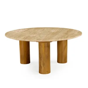 KORA - Travertine & Mango Round Coffee Table by European Lifestyle, a Coffee Table for sale on Style Sourcebook