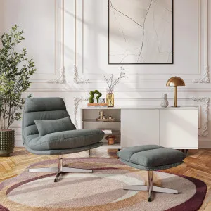ODERZO - Fabric & Chrome Swivel Armchair by European Lifestyle, a Chairs for sale on Style Sourcebook