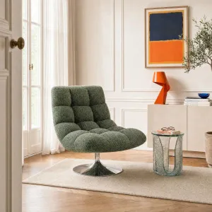 SOGLIO - Chenille & Chrome Swivel Armchair by European Lifestyle, a Chairs for sale on Style Sourcebook