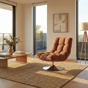 SOGLIO - Chenille & Chrome Swivel Armchair by European Lifestyle, a Chairs for sale on Style Sourcebook