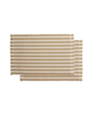 Daltan set of 2 beige striped cotton and jute placemats 35 x 50cm by null, a Table Cloths & Runners for sale on Style Sourcebook