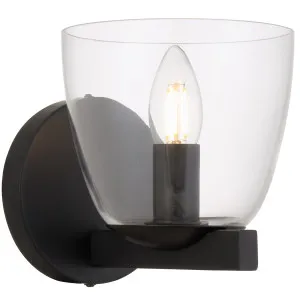 Telbix Radam Clear Glass Wall Light - Black by Telbix, a Wall Lighting for sale on Style Sourcebook