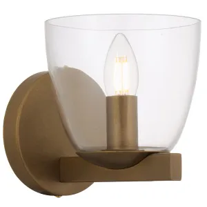 Telbix Radam Clear Glass Wall Light - Vintage Brass by Telbix, a Wall Lighting for sale on Style Sourcebook