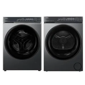 Haier 500 Series 9.5kg Front Load Washer and 8kg Heat Pump Dryer Laundry Package Black HWFS95NB1HDHPS80NB1 by Haier, a Washing Machines & Dryers for sale on Style Sourcebook