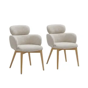 FLORE - Fabric & Oak Set of 2 Dining Chairs by European Lifestyle, a Dining Chairs for sale on Style Sourcebook