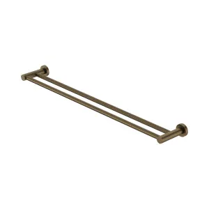 Mecca Double Towel Rail 800mm Tumbled Antique Brass by NERO, a Towel Rails for sale on Style Sourcebook