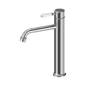 York Straight Tall Basin Mixer With White Porcelain Lever Chrome by NERO, a Bathroom Taps & Mixers for sale on Style Sourcebook