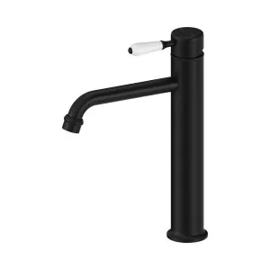 York Straight Tall Basin Mixer With White Porcelain Lever Matte Black by NERO, a Bathroom Taps & Mixers for sale on Style Sourcebook