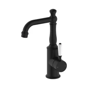 York Basin Mixer With White Porcelain Lever Matte Black by NERO, a Bathroom Taps & Mixers for sale on Style Sourcebook