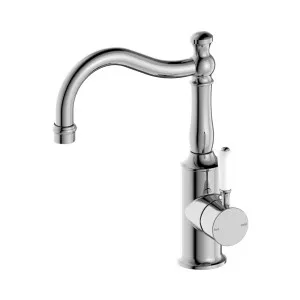 York Basin Mixer Hook Spout With White Porcelain Lever Chrome by NERO, a Bathroom Taps & Mixers for sale on Style Sourcebook