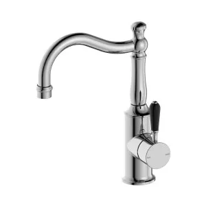 York Basin Mixer Hook Spout With Black Porcelain Lever Chrome by NERO, a Bathroom Taps & Mixers for sale on Style Sourcebook