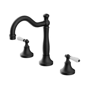 York Basin Set With White Porcelain Lever Matte Black by NERO, a Bathroom Taps & Mixers for sale on Style Sourcebook