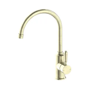 York Kitchen Mixer Gooseneck Spout With Metal Lever Aged Brass by NERO, a Kitchen Taps & Mixers for sale on Style Sourcebook